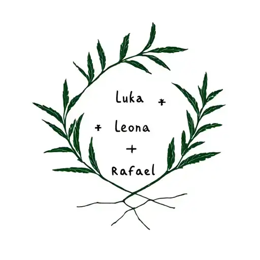 "Luka • Leona • Rafael" Rosemary long branch tattoo design idea