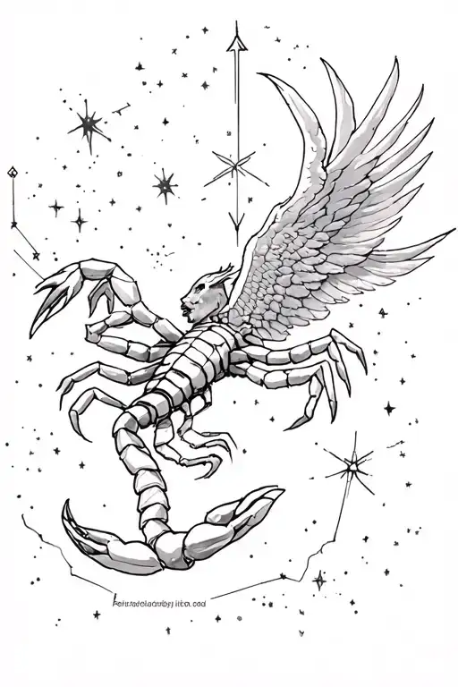 lucifer and icarus falling from sky, scorpion star constellation tattoo design idea
