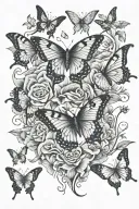 butterflies and doves plus a wave tattoo design idea