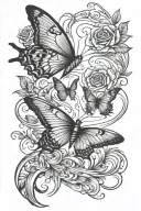 butterflies and doves plus a wave tattoo design idea