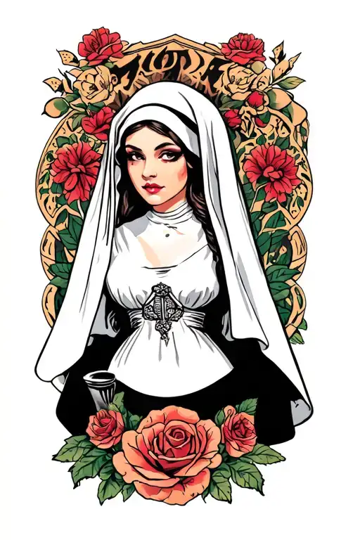 sexy nun horny tattoo design idea
