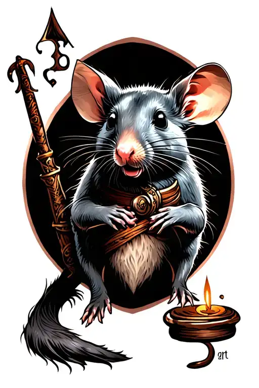 rat wizard tattoo design idea