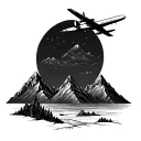 Travel. Mountains. Airplane. Not a basic tattoo that everyone gets.  tattoo design idea
