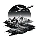 Travel. Mountains. Airplane. Not a basic tattoo that everyone gets.  tattoo design idea