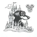 disney castle dachshund tattoo design idea