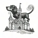 disney castle dachshund tattoo design idea
