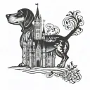 disney castle dachshund tattoo design idea
