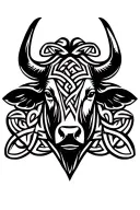 celtic knotwork cows head looking tattoo design idea