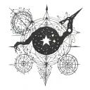 virgo aquarius constellation merging together tattoo design idea