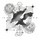 virgo aquarius constellation merging together tattoo design idea