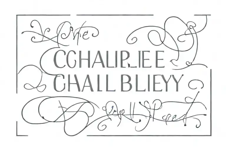 the name Charlie Bailey in fine writing, very simple  tattoo design idea