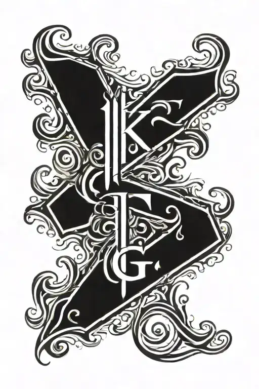 Black letters K G tattoo design idea