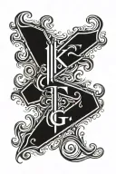 Black letters K G tattoo design idea