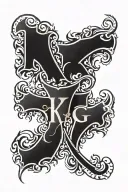 Black letters K G tattoo design idea