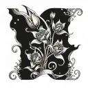 Twisted vines of small stars wrapping around a tulip bouquet tattoo design idea