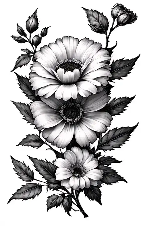 march birth flower, April birth flower, August birth flower, October birth flower tattoo design idea