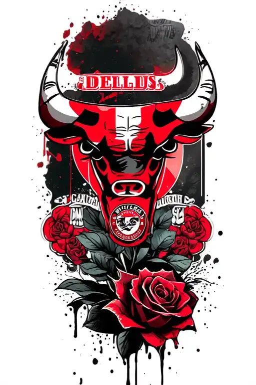arm half sleeve. Chicago bulls logo, queen emblem (the band) and official England rugby rose. make masculine.  tattoo design idea