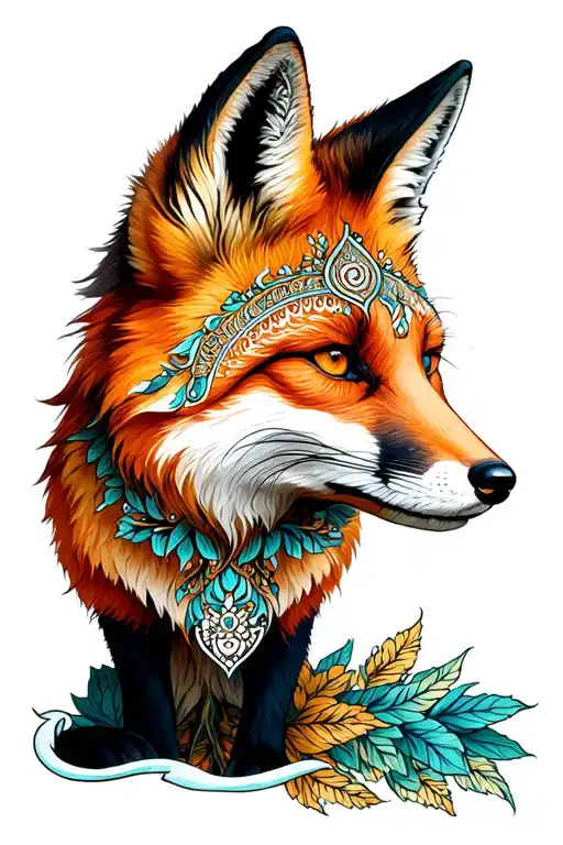 fox mandala design incorporating tattoo design idea