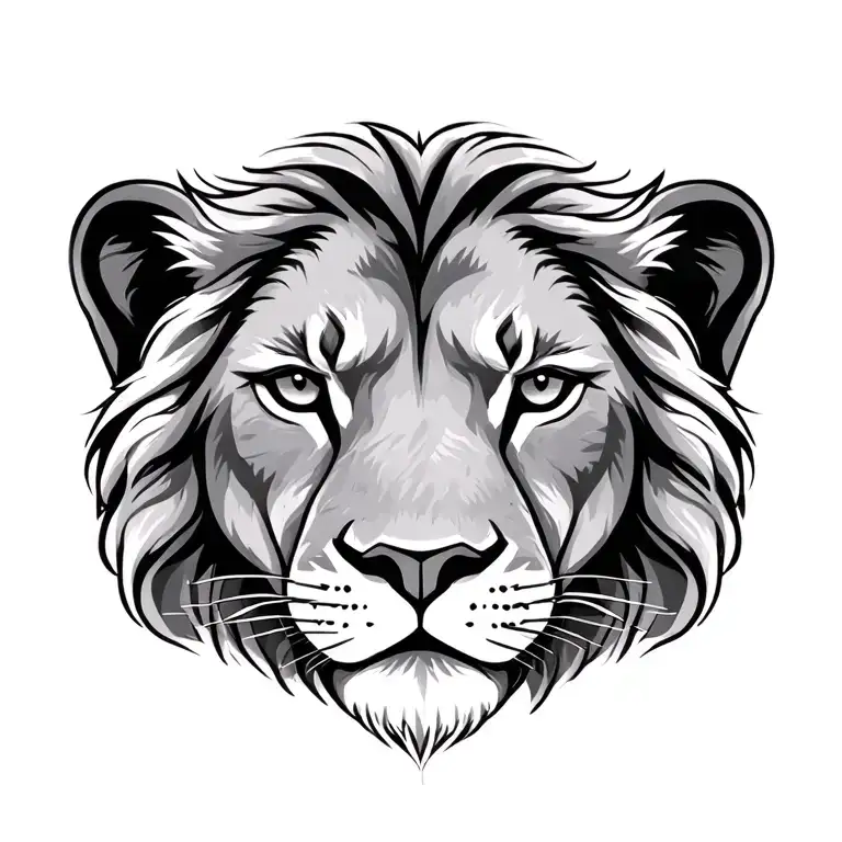 lion head, gentle face, small compass  tattoo design idea