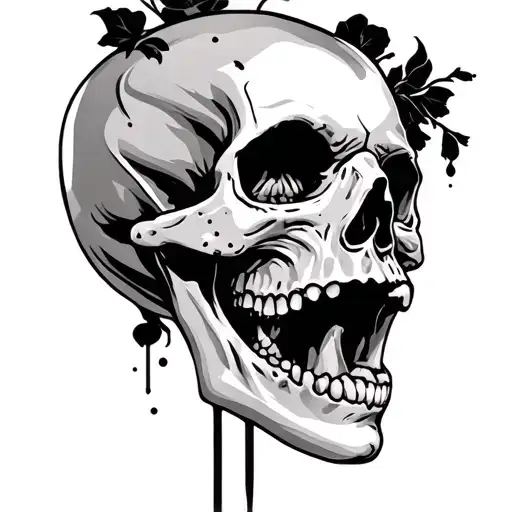 laughing skull adorned tattoo design idea