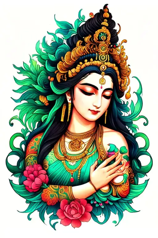 Green Tara tattoo design idea