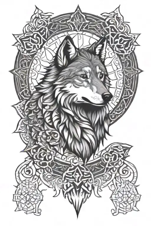 asanoha wolf mandala design incorporating tattoo design idea