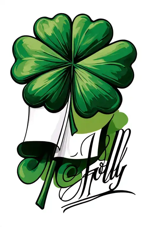 four leaf clover ireland flag name holly written inside tattoo design idea