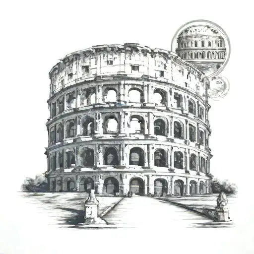 Colloseum with Baba Vida Fortress tattoo design idea