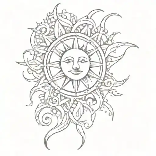 sun shining tattoo design idea