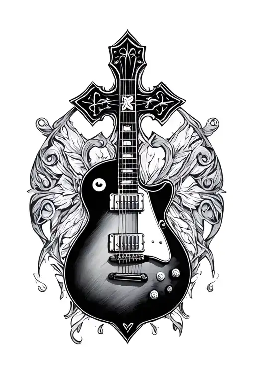 guitar ian cross irish cross tattoo design idea