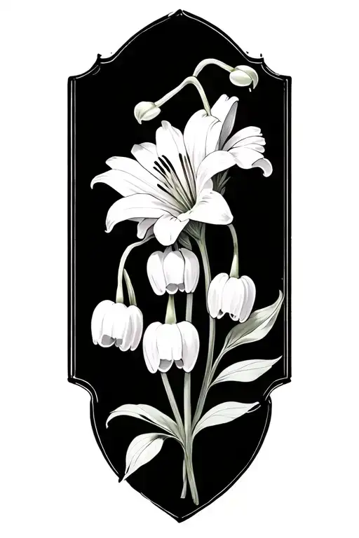 1 lily of the valley and 1 calendula flowers tattoo design idea