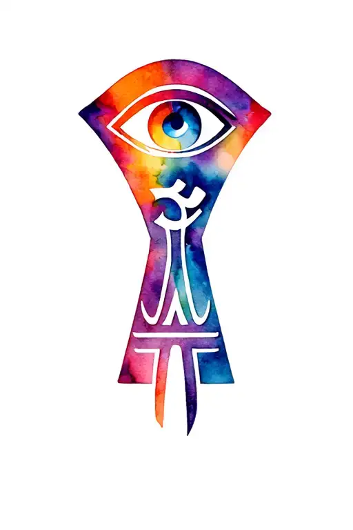 ankh with the eye of horus eye with an om symbol inside the pupil of the eye tattoo design idea