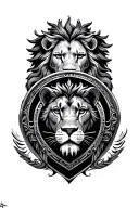 round shield versace lines with lion i. the middle tattoo design idea