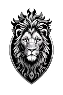 round shield versace lines with lion i. the middle tattoo design idea
