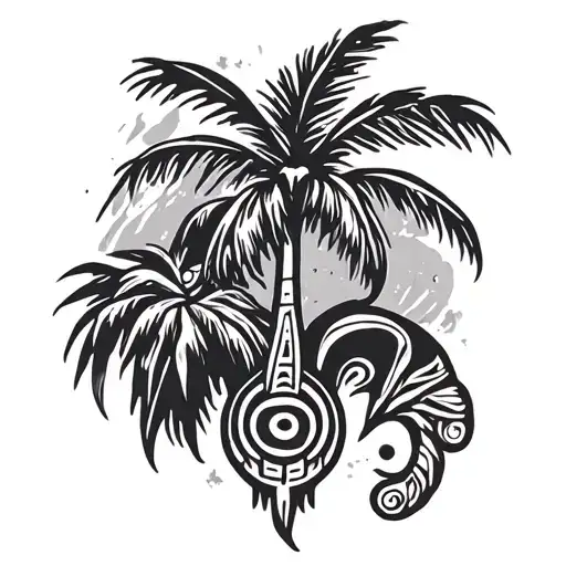 palm tree dominican puerto rican taino symbol surrounded tattoo design idea