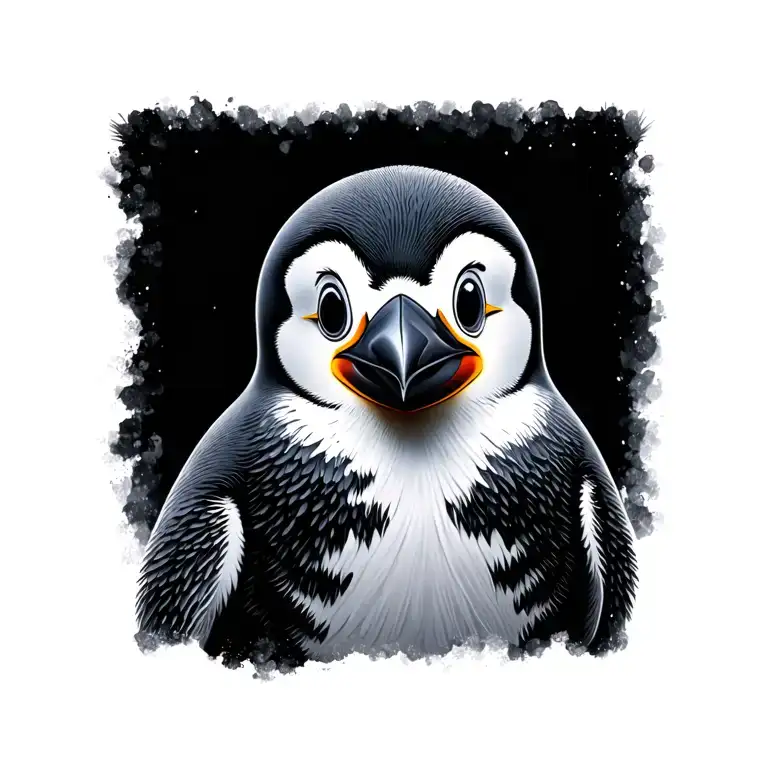 Penguin with her pebble tattoo design idea