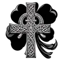 Celtic cross with inlaid shamrock with the words mum it keeps raining and raining tears from my eyes on the shamrock  tattoo design idea