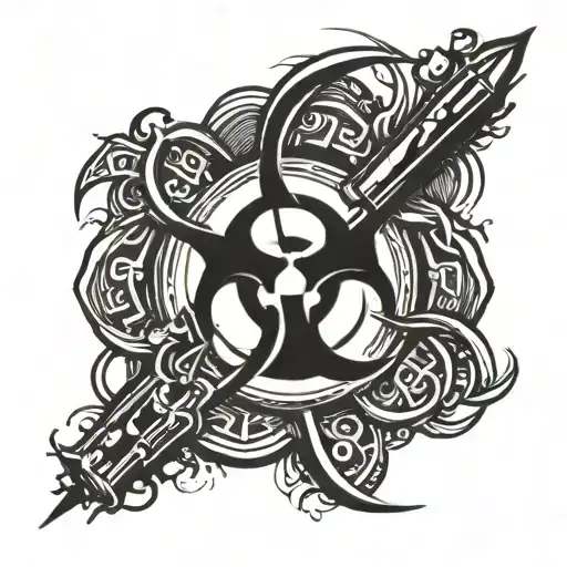 biohazard symbol on the brush tattoo design idea