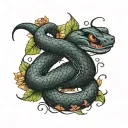 black snake slithering tattoo design idea