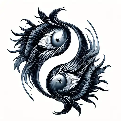 Pisces Yin Yang tattoo design idea