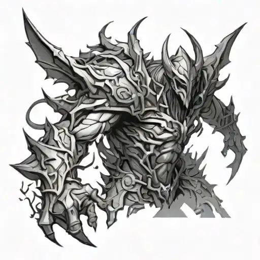 aatrox demon in league tattoo design idea