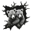 2 bear cubs in a tree tattoo design idea