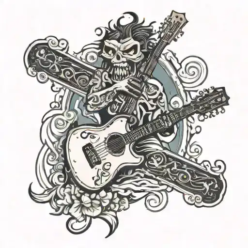 surf guitar tattoo design idea