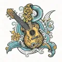 surf guitar tattoo design idea