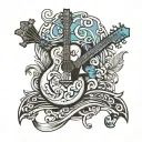 surf guitar tattoo design idea