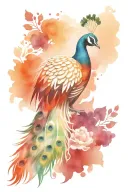 colorful peacock tattoo design idea