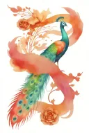 colorful peacock tattoo design idea