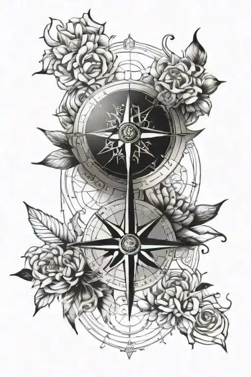 outdoor family compass rose arm sleeve tattoo tattoo design idea