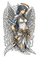 warrior Angel Wings tattoo design idea