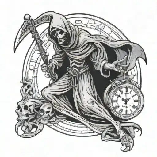 time running out grim reaper playing tattoo design idea